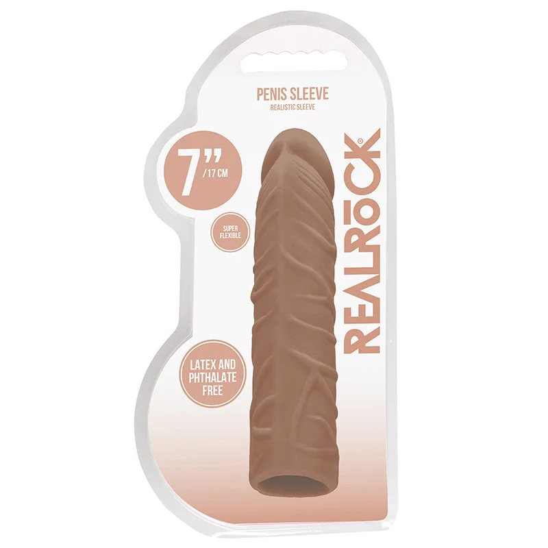 vibrating anal toy for couples with remote-controlled features-Real Rock Penis Extender - 7" - 17.5 Cm - Mocha