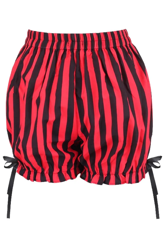 sexy satin and lace lingerie-Red/Black Striped Bloomers