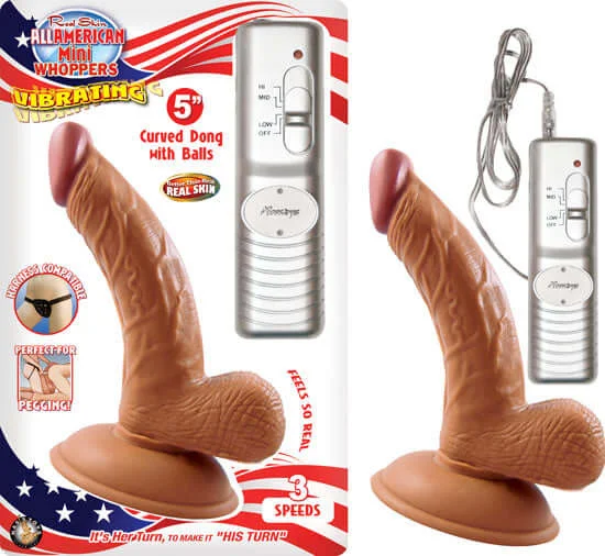 Realistic Masturbator Grip-Nasstoys Real Skin Latin American 5-Inch Vibrating Curved Dong with Balls