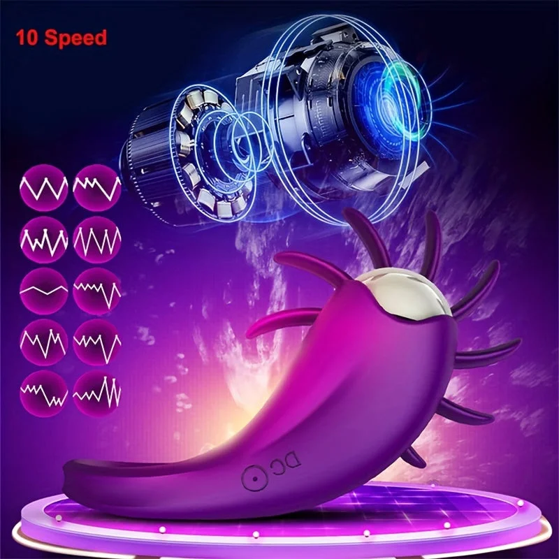 Rotating Clit Clamp Vibrating Cock Ring - Clitoral Licking Stimulation Couple Sex Toys