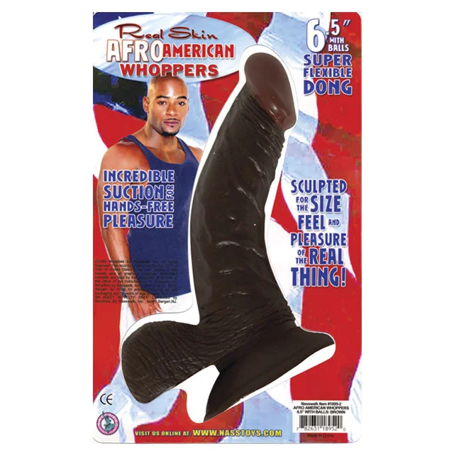 Lightweight Masturbator for Travel-Afro American Whoppers 6.5in. Flexible Dong with Balls