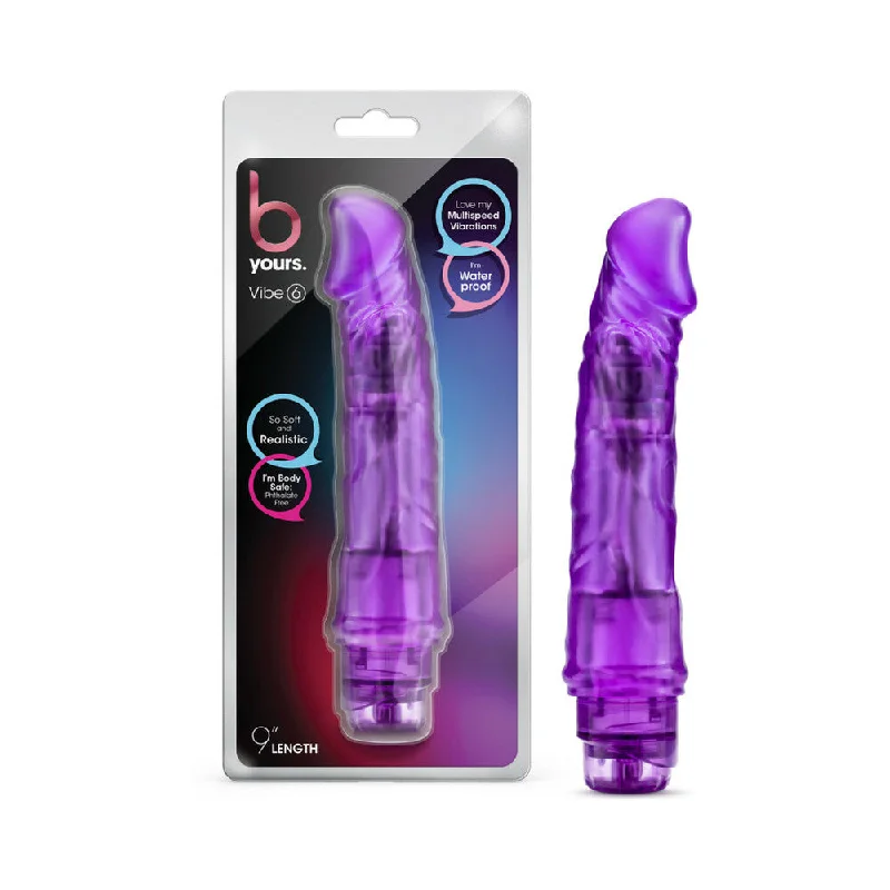 vibrating cock sleeve for extended pleasure during sex-Blush B Yours Vibe #6 - Purple