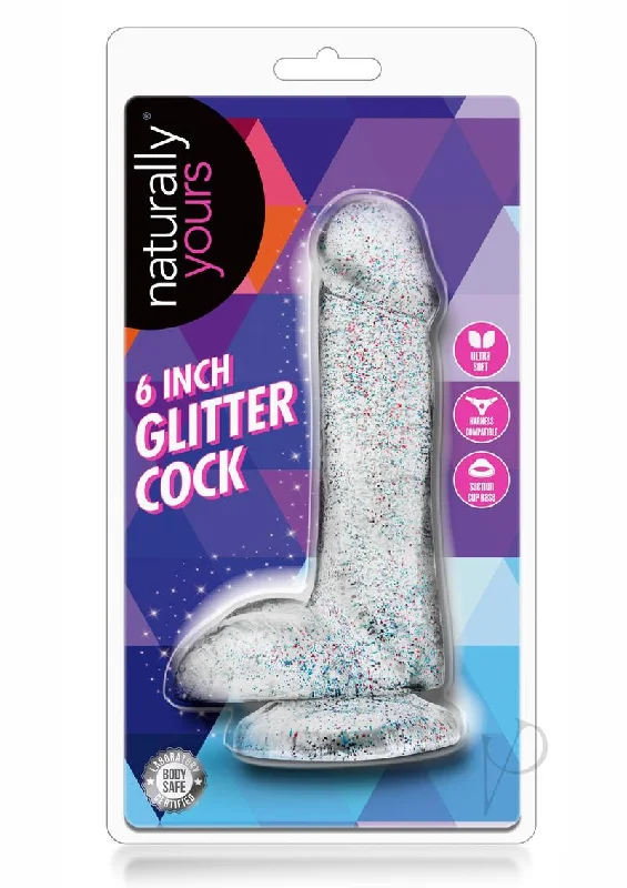 Disposable Masturbator Option-Naturally Yours Glitter Dong 6 Clear