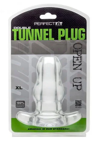 Innovative Masturbator Tool-Perfect Fit Double Tunnel Plug Clear XL - Innovative Butt Plug for Unique Play