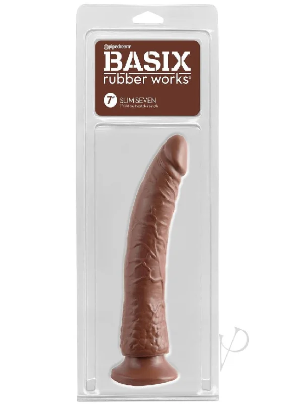 Portable Masturbator Device-Basix Slim 7 Dong Brown