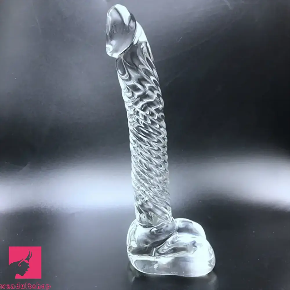 Padded dildo-7.68in Crystal Clear Penis Glass Fantasy Dildo Male Female Masturbator