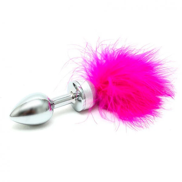 Beginner Masturbator Sleeve-Small Butt Plug With Pink Feathers