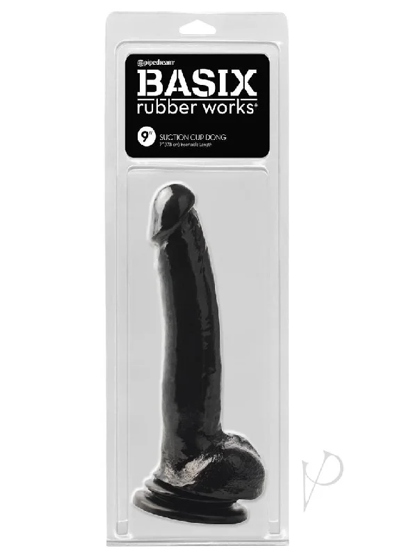 Flexible Masturbator Insert-Basix 9 Suction Cup Dong Black