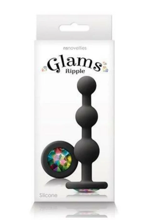 Skin-Friendly Masturbator Pack-Glams ''Ripple'' Rainbow Gem Butt Plug -Black