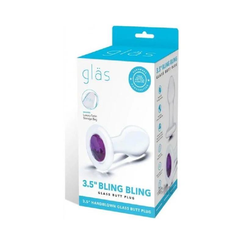 Sleek Masturbator Case-Glas 3.5" Bling Bling Glass Butt Plug