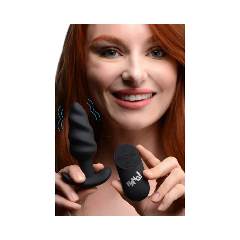 Non-Sticky Masturbator Case-Bang! Vibrating Butt Plug w/Remote Control - Black