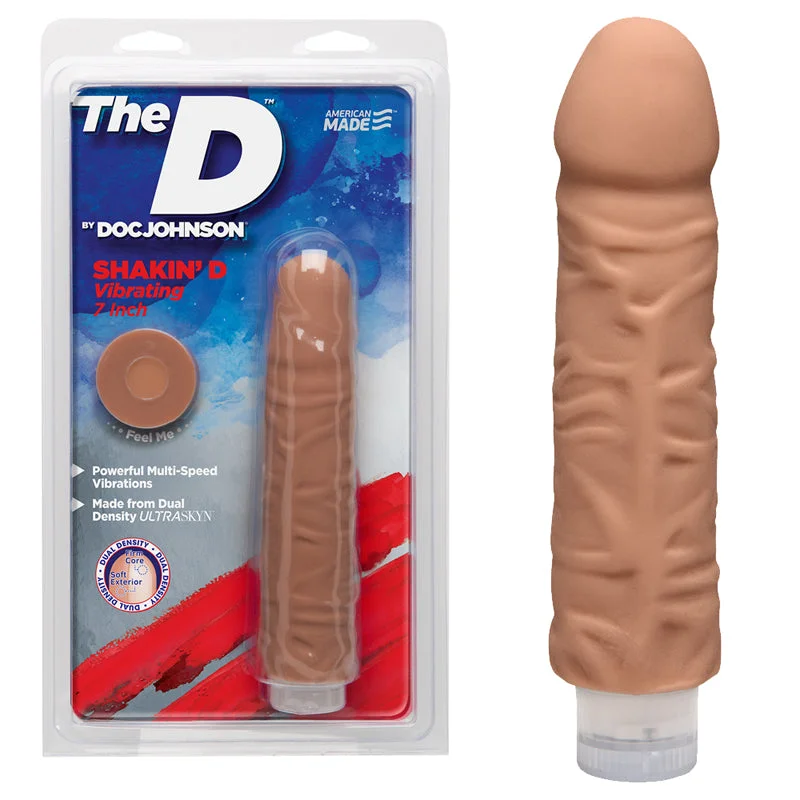 vibrating anal toy with variable speed settings-The D The Shakin D 7 Inches Vibrating Caramel Tan