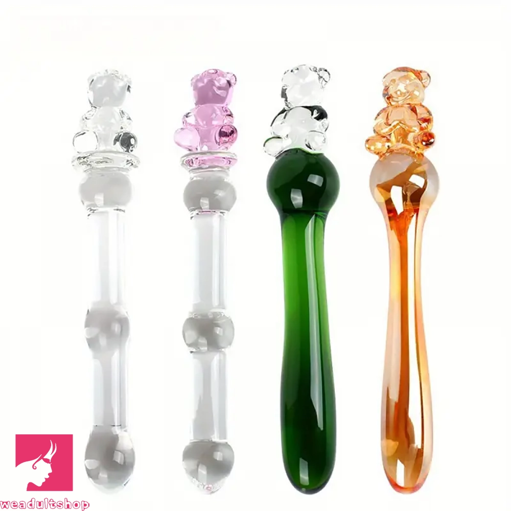 Woven dildo-7.87in Cartoon Bear Series Glass Fantasy Cute Massage Useful Dildo