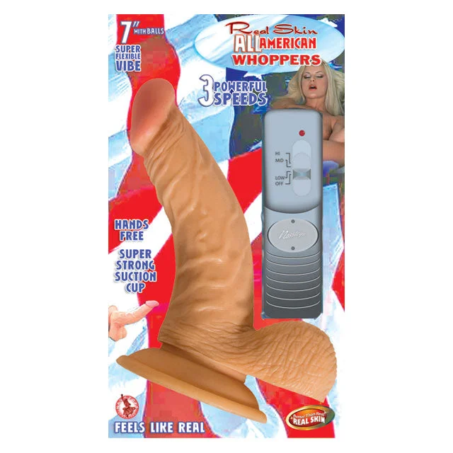 Long-Duration Masturbator-All American Whoppers 7in. Vibrating Dong With Balls