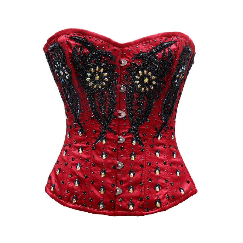 corset with lace cascades-Seagal Embroidery Overbust Corset