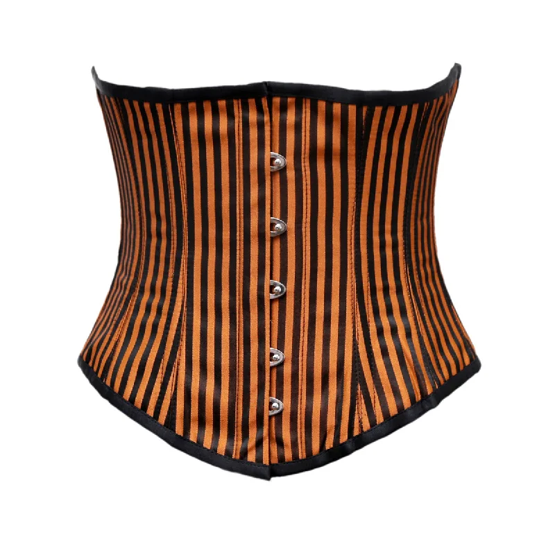 corset for alternative flows-Hoy Orange Black Brocade Underbust Corset