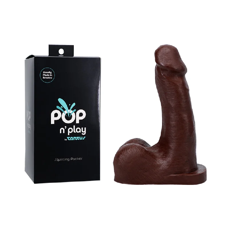 vibrating dildo with multiple settings for different sensations-POP n' Play Squirting Packer Espresso