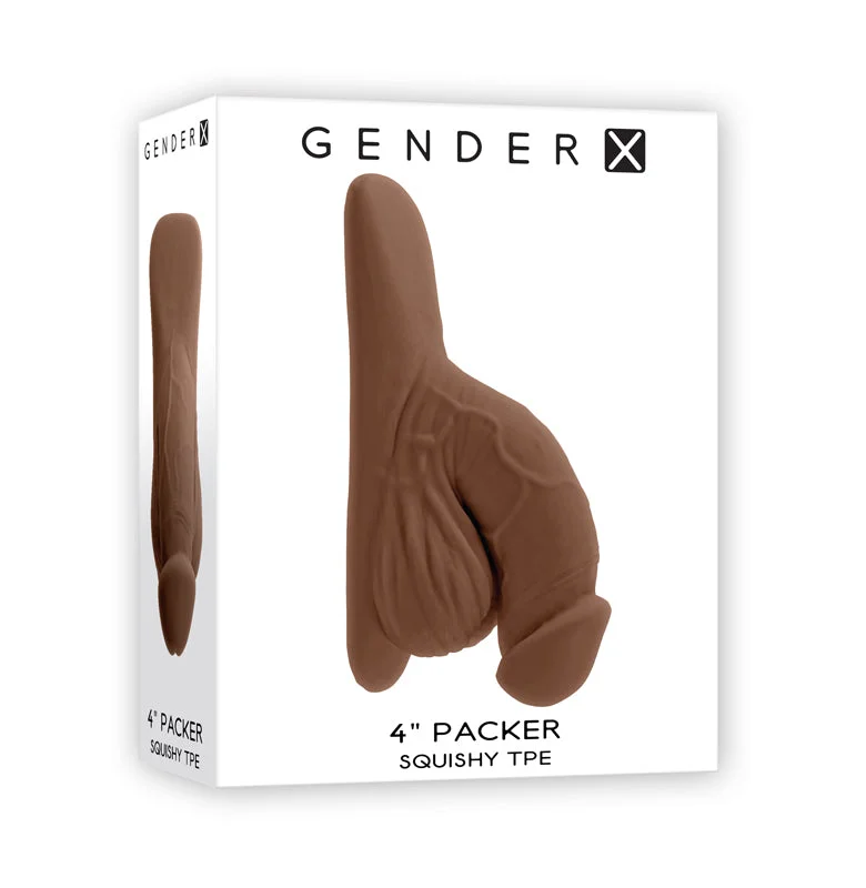 vibrating dildo with multiple vibration settings-Gender X 4 In. Packer Dark