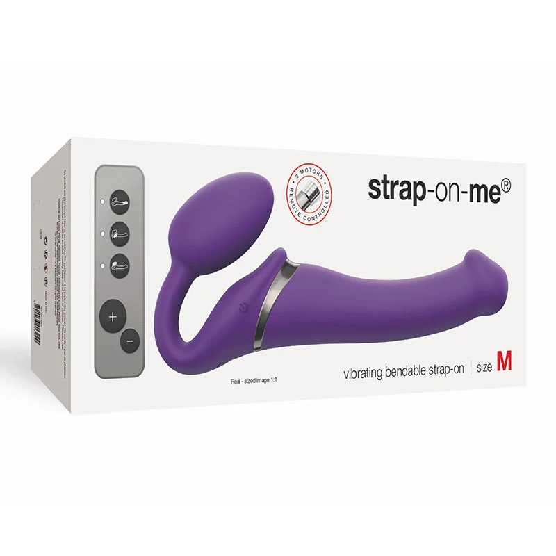 silicone prostate massager for ultimate pleasure-Strap-on-me Vibrating 3 Motors Strap On M - Purple