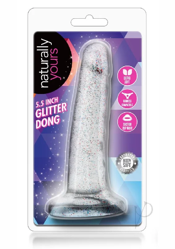 Premium Masturbator Option-Naturally Yours Glitter Dong 5.5 Clear