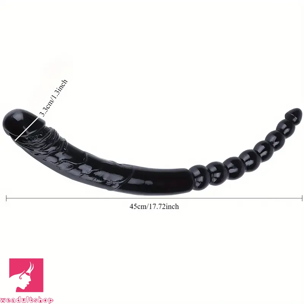 Crescent dildo-17.72in Extra Long Huge Double Heads Realistic Dildo With Butt Beads