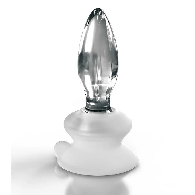 Multi-Texture Masturbator-Icicles No. 91 Clear Glass Butt Plug with Suction Cup by Pipedream Products