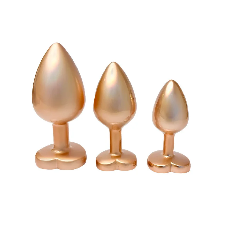 Multi-Speed Masturbator-Gleaming Love Pearl Gold Butt Plug Set