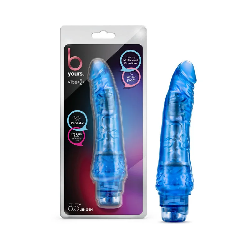 vibrating anal toy for deeper play with ergonomic handle-Blush B Yours Vibe #7 - Blue