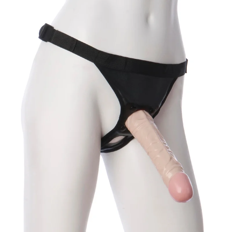 Hands-Free Masturbator Device-Vac-U-Lock 8-Inch Classic Dong With Ultra Harness