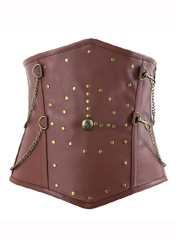 corset for costume flows-Graz Steampunk Spiral Steel Boned Faux Leather Underbust Corset