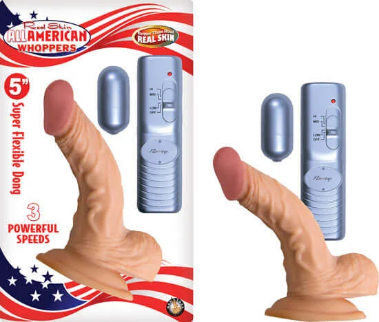 Soft Masturbator Insert-All American Whopper 5 Inches Vibrating Realistic Dong - Lifelike Pleasure at Your Fingertips!