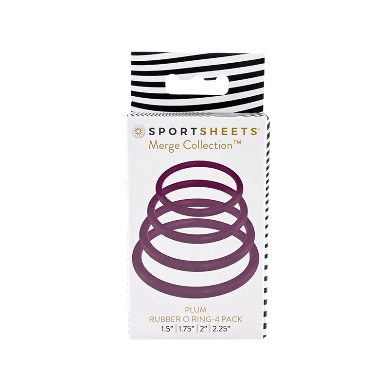 app-controlled vibrating dildo for remote pleasure-Sportsheets Merge Collection Plum Rubber O-Ring 4-Pack