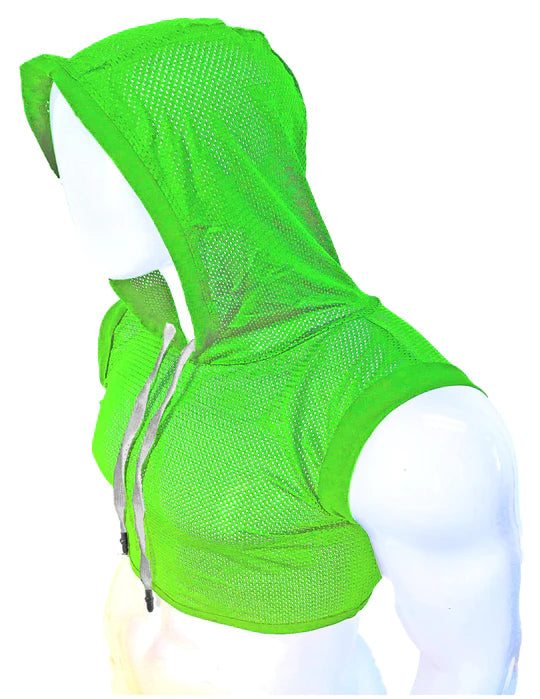 luxurious lace lingerie for special events-Hooded Crop Tank - Lime Green Sports Mesh