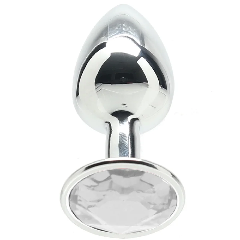 Water-Resistant Masturbator Case-Ouch! Round Gem Silver Plug in Small