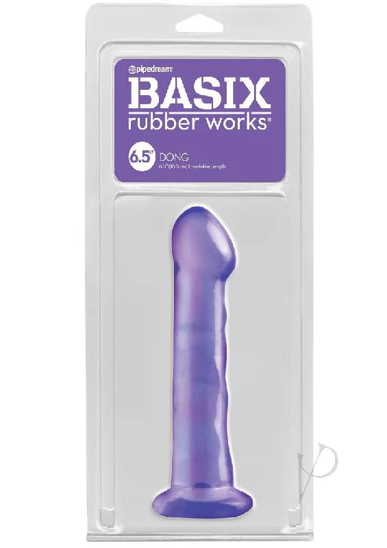 Ergonomic Masturbator Pack-Basix 6.5 Suction Cup Dong Purple