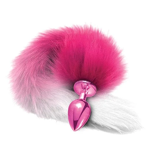 Vibration-Enhanced Masturbator Kit-Nixie - Metal Butt Plug with Faux Fur Tail (Pink Metallic)