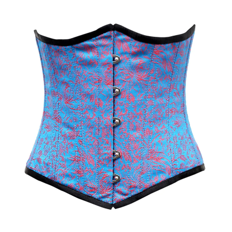 corset with velvet gathers-Mackay Brocade Steel Boned Underbust Corset