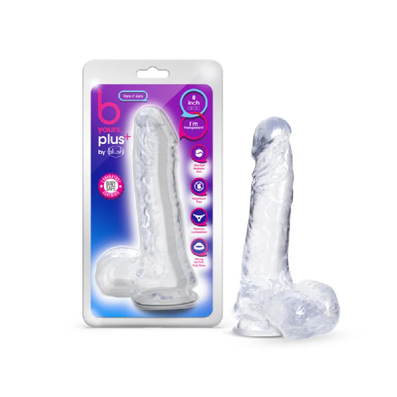 vibrating cock sleeve for men with extended pleasure-B Yours Plus Ram n Jam Clear