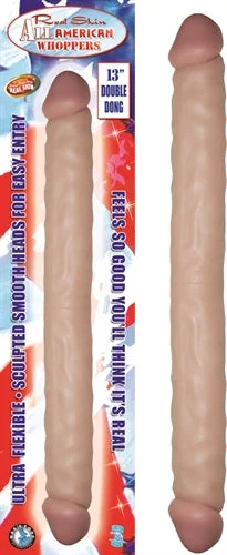 Soft-Grip Masturbator Design-All American Whopper Double-Dong 13 in Flesh