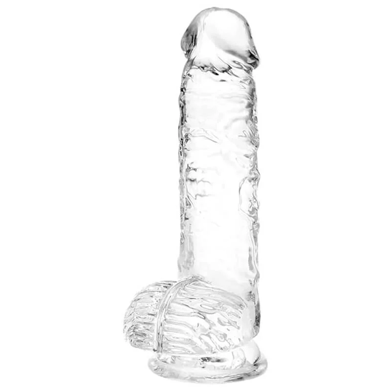 Vibration-patterned dildo-Small Realistic Clear Dildo 6.4 inch Suction Cup Dildo