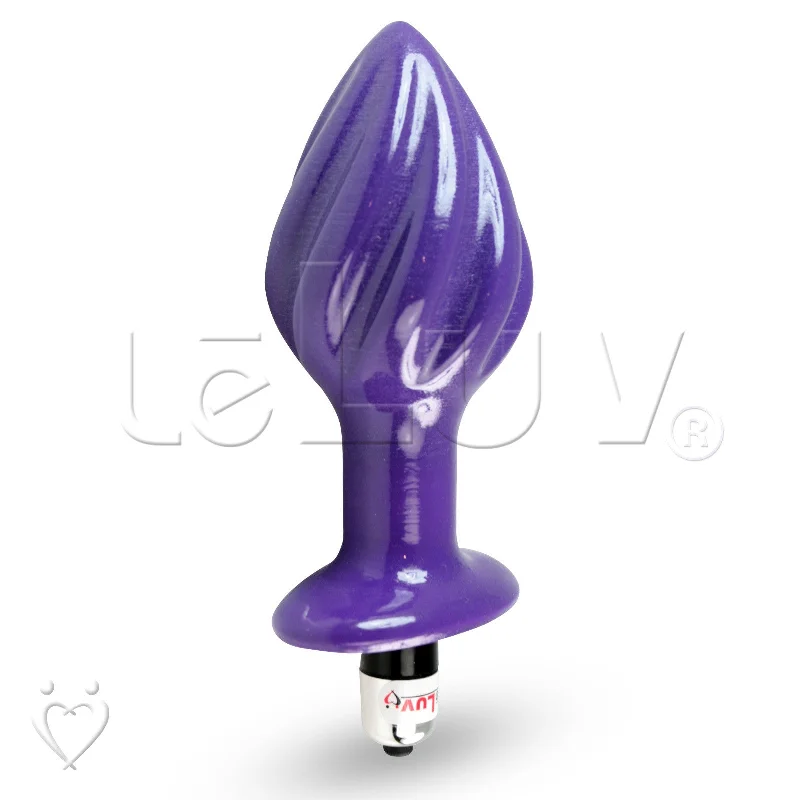 Easy-Travel Masturbator Grip-Butt Plug Swirled 3D Printed Vibrating 5.25 Inch - Choose Girth