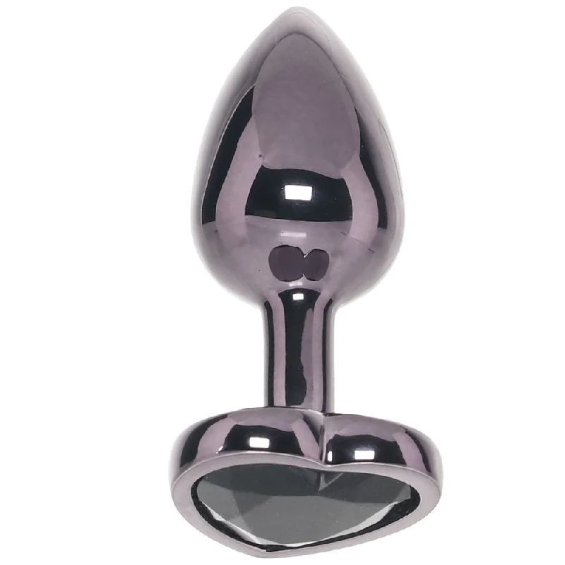 Compact Masturbator Accessory-Jewel Black Diamond Heart Plug in Small