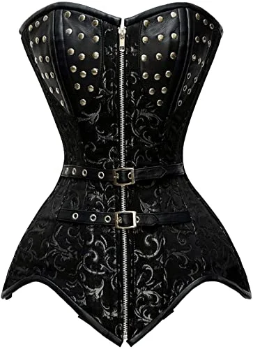 corset for summer cascades-Mirias Brocade Steel Boned Overbust Corset