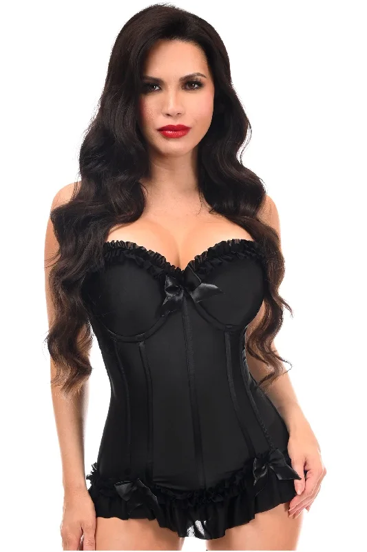 comfortable sexy sleepwear-Lavish Black Lycra Hook & Eye Stretch Bustier Corset