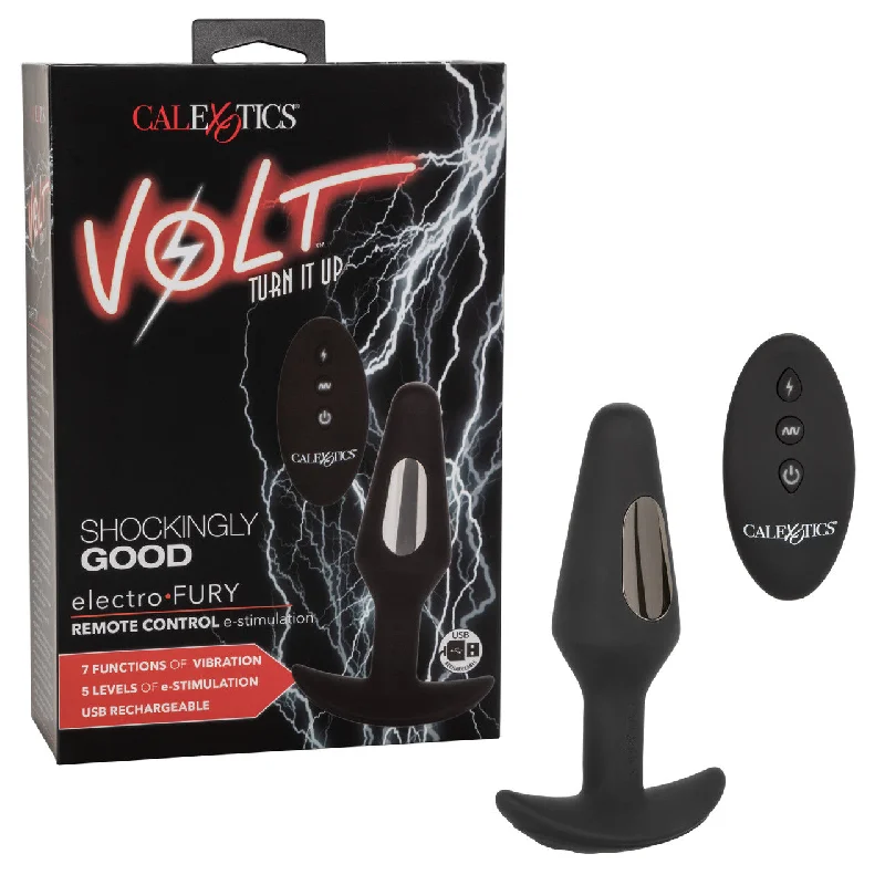 Quick-Use Masturbator Holder-CaleXOtics VOLT ELECTRO-FURY Electro Stimulating Vibrating Butt Plug with Remote Control