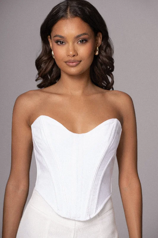 corset with plunging cascades-Ivory Beyond The Sea Linen Corset