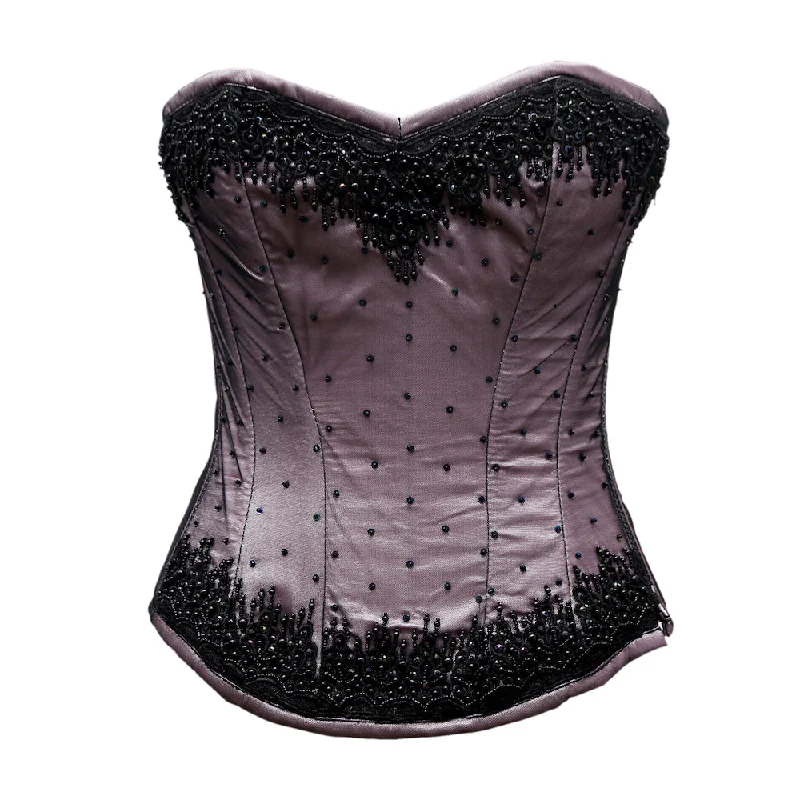 corset with layered waves-Zil Embroidery Overbust Corset