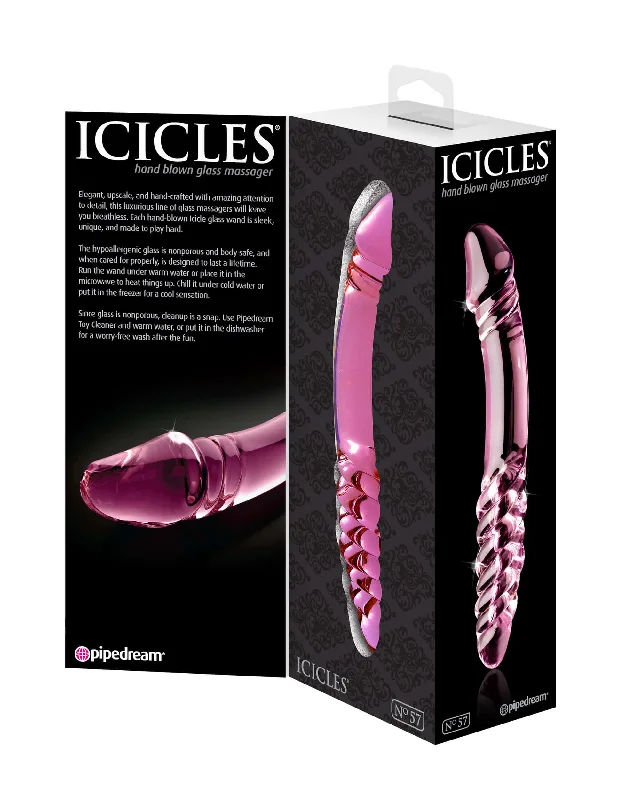 Portable Masturbator Option-Experience Luxurious Pleasure with the Icicles No. 57 Glass Double Dong Probe from Pipedream Products