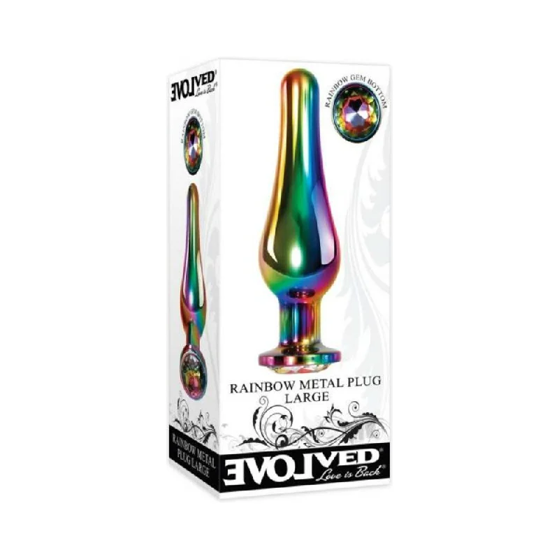 Rechargeable Masturbator Tool-Evolved Rainbow Metal Plug - Large