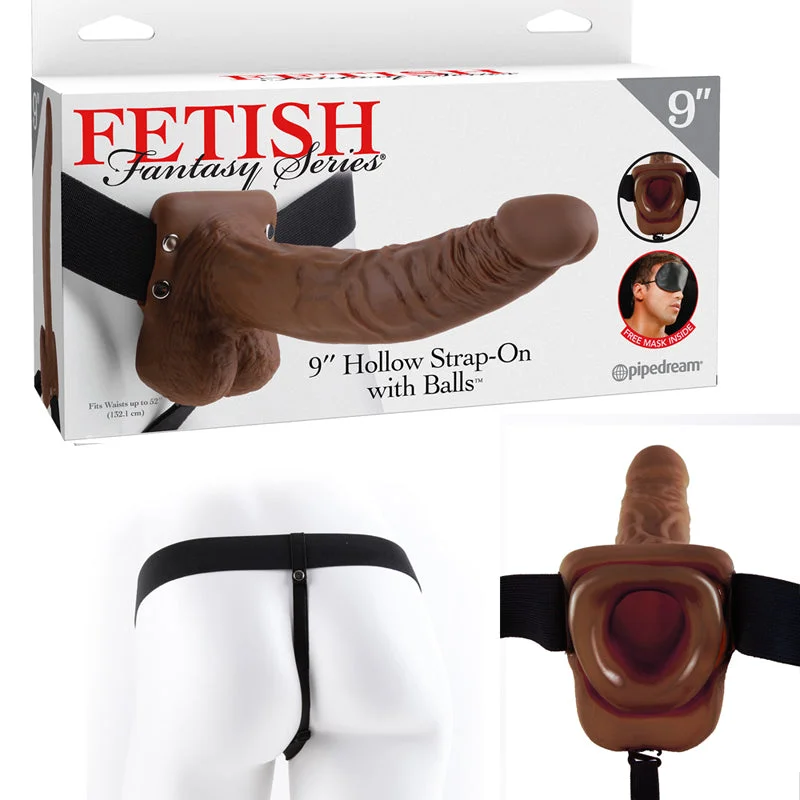 powerful vibrating anal plug for deeper pleasure-Fetish Fantasy Series 9-Inch Hollow Strap-on With Balls - Brown